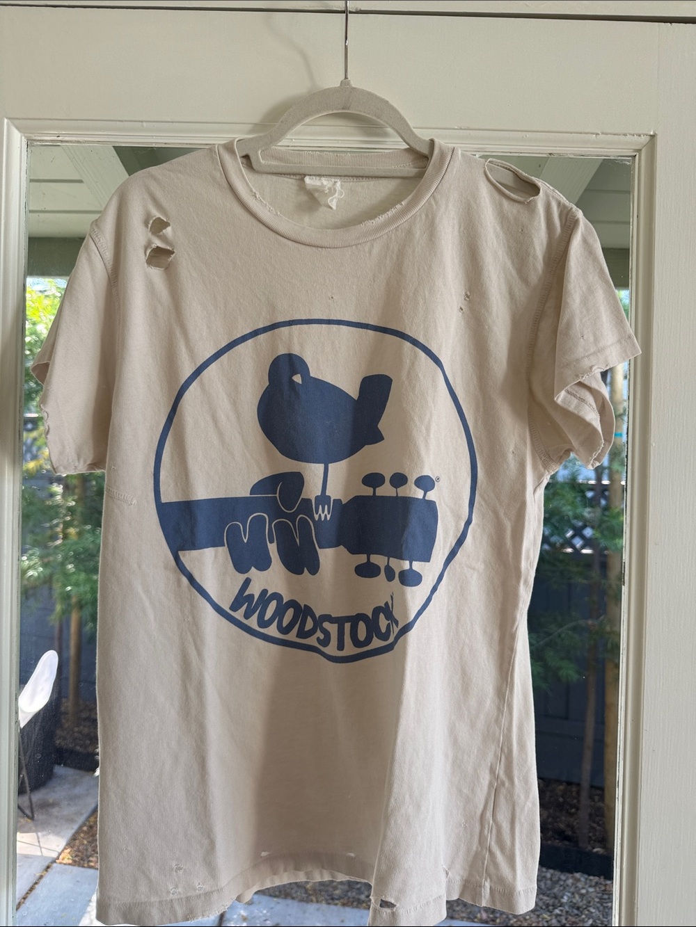 MadeWorn Woodstock Graphic Band T-Shirt in Cream